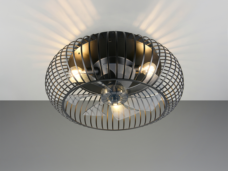 Große Industrial Deckenleuchte JOHANNA mit Ventilator & Fernbedienung Ø 61cm