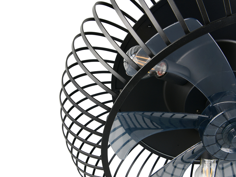 Große Industrial LED Deckenleuchte mit Ventilator & Fernbedienung Ø 61cm