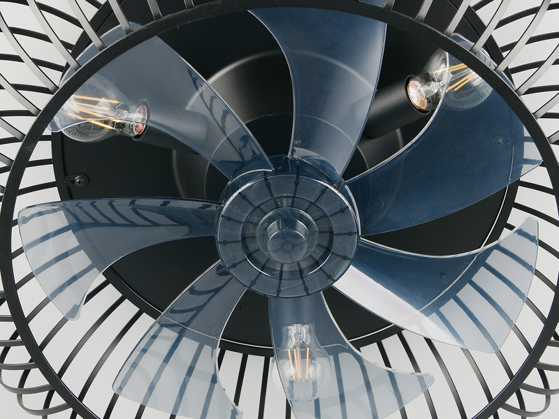 Große Industrial LED Deckenleuchte mit Ventilator & Fernbedienung Ø 61cm