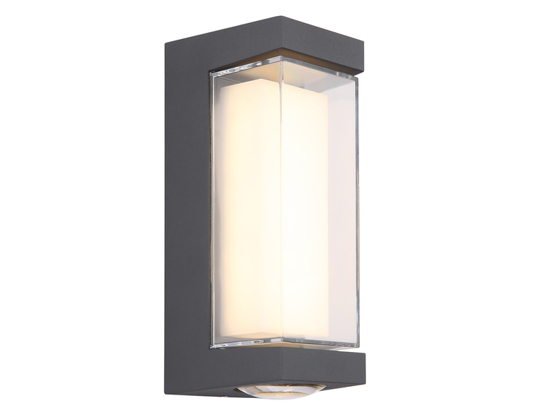 Moderne LED Außenwandleuchte PLIXON aus Aluminium Anthrazit, Höhe 19cm