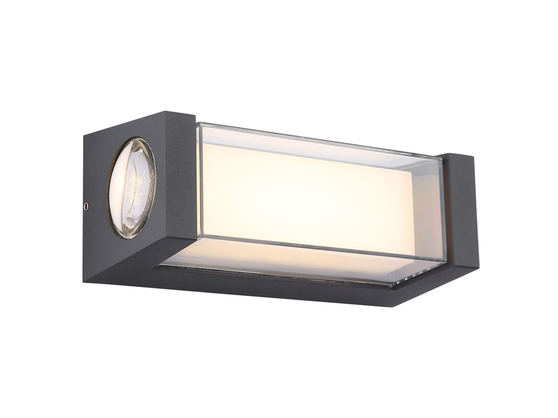 Moderne LED Außenwandleuchte PLIXON aus Aluminium Anthrazit, Höhe 19cm