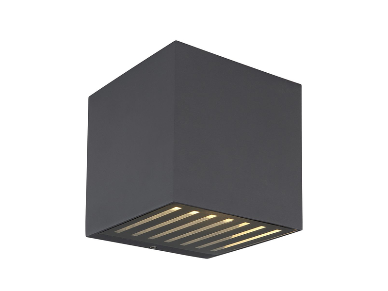 Kleine LED Außenwandleuchte ILLI Würfel aus Aluminium in Anthrazit, 10x10cm
