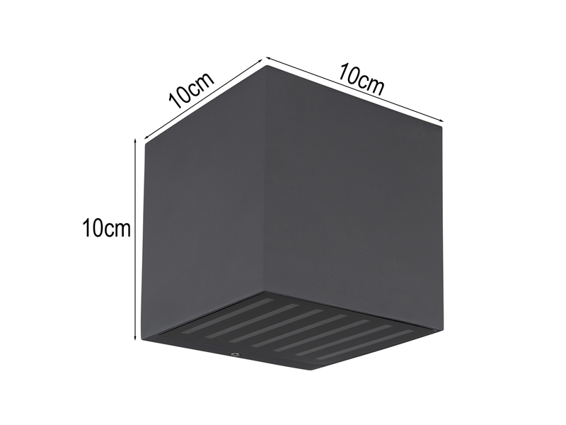 Kleine LED Außenwandleuchte ILLI Würfel aus Aluminium in Anthrazit, 10x10cm