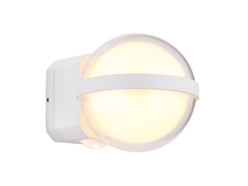 Kleine LED Außenwandleuchte ILLI Kugel aus Aluminium in Weiß, Höhe 11cm