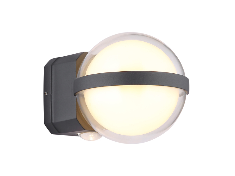 Kleine LED Außenwandleuchte ILLI Kugel aus Aluminium in Anthrazit, Höhe 11cm