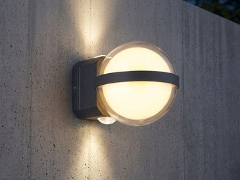 Kleine LED Außenwandleuchte ILLI Kugel aus Aluminium in Anthrazit, Höhe 11cm