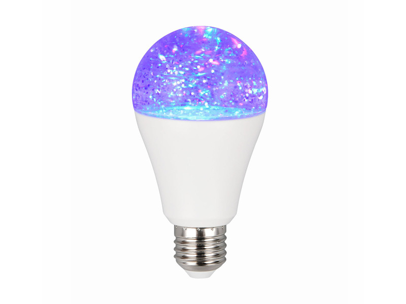 E27 Deko LED mit RGB Farbwechsel & Glitzereffekt - 2,5 Watt, Ø 6,5cm