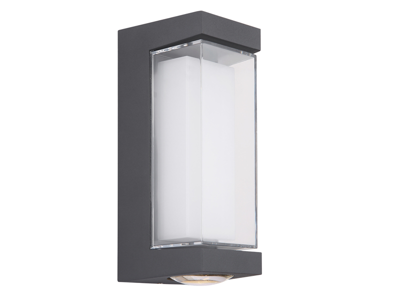 2er Set moderne LED Außenwandleuchten aus Aluminium Anthrazit, Höhe 19cm