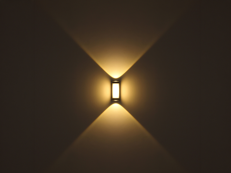 2er Set moderne LED Außenwandleuchten aus Aluminium Anthrazit, Höhe 19cm