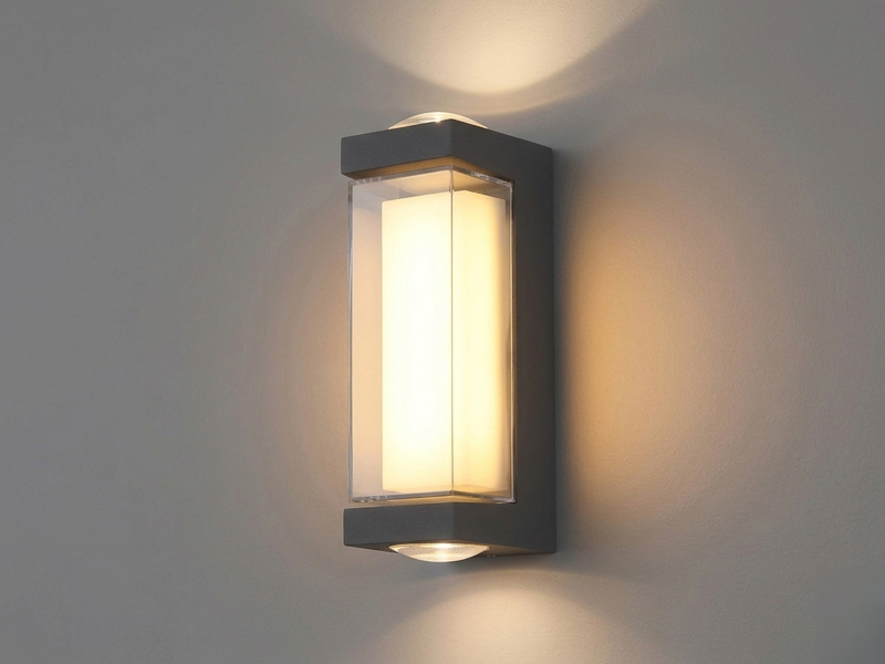 2er Set moderne LED Außenwandleuchten aus Aluminium Anthrazit, Höhe 19cm