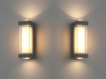 2er Set moderne LED Außenwandleuchten aus Aluminium Anthrazit, Höhe 19cm