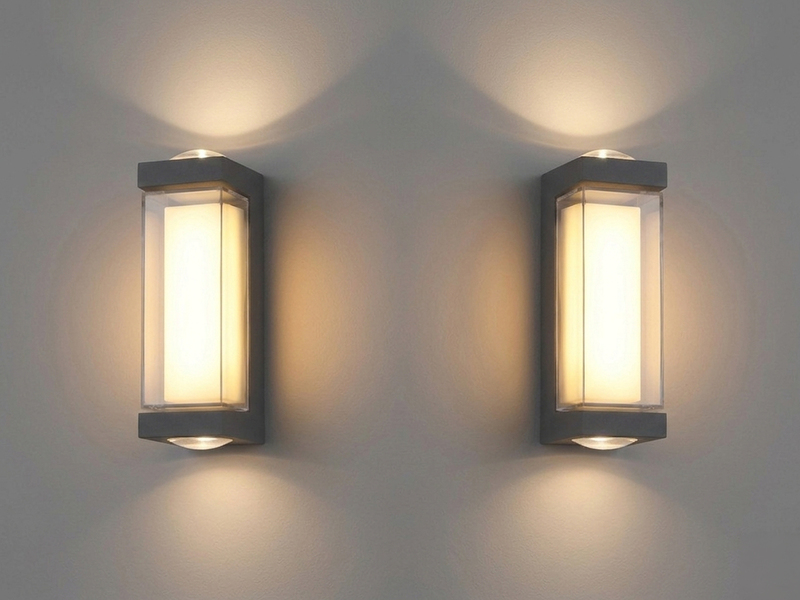 2er Set moderne LED Außenwandleuchten aus Aluminium Anthrazit, Höhe 19cm
