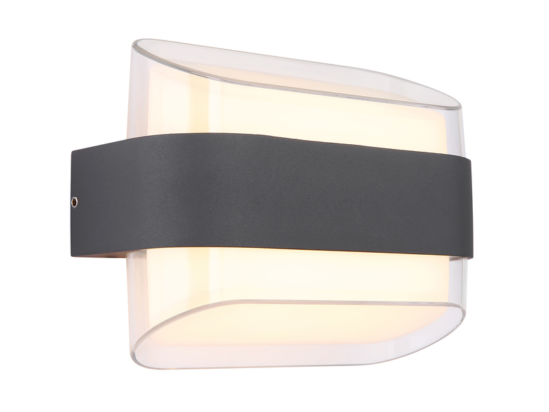 2er Set moderne LED Außenwandleuchten aus Metall Anthrazit, Höhe 16cm