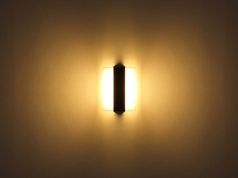 2er Set moderne LED Außenwandleuchten aus Metall Anthrazit, Höhe 16cm