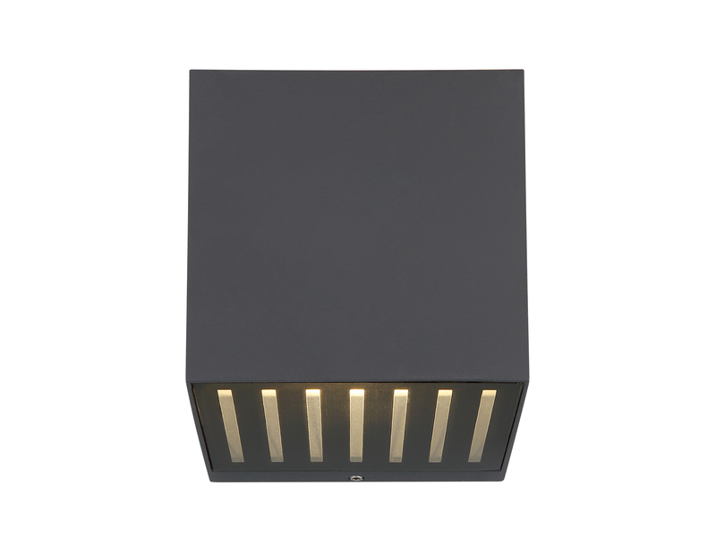 2er Set LED Außenwandleuchten Würfel aus Aluminium in Anthrazit, 10x10cm