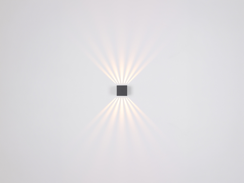 2er Set LED Außenwandleuchten Würfel aus Aluminium in Anthrazit, 10x10cm