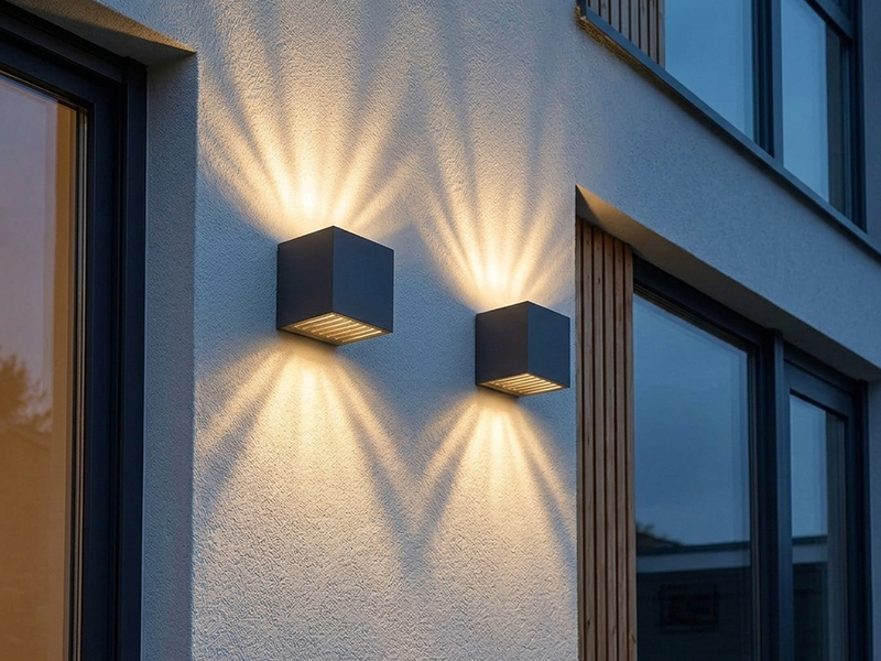 2er Set LED Außenwandleuchten Würfel aus Aluminium in Anthrazit, 10x10cm