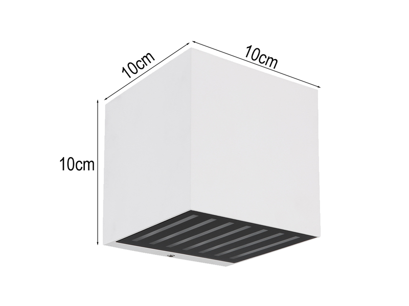 2er Set LED Außenwandleuchten Würfel aus Aluminium in Weiß, 10x10cm