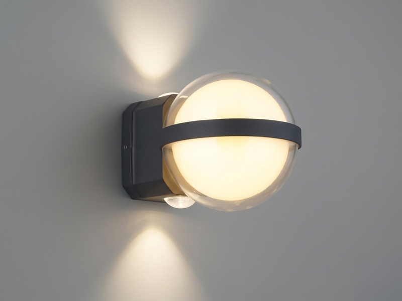 2er Set LED Außenwandleuchten Kugel aus Aluminium in Anthrazit, Höhe 11cm