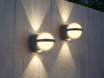 2er Set LED Außenwandleuchten Kugel aus Aluminium in Anthrazit, Höhe 11cm