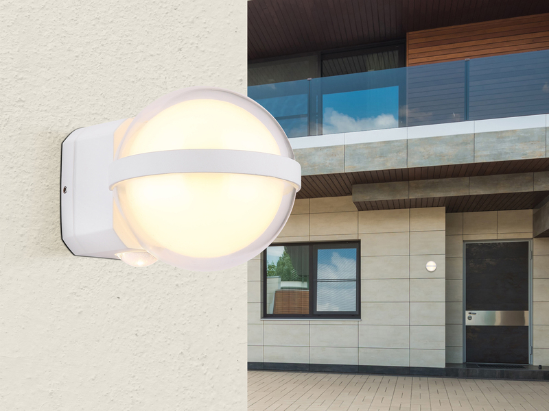 2er Set LED Außenwandleuchten Kugel aus Aluminium in Weiß, Höhe 11cm