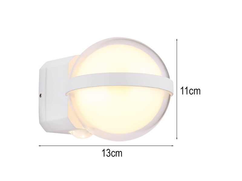 2er Set LED Außenwandleuchten Kugel aus Aluminium in Weiß, Höhe 11cm