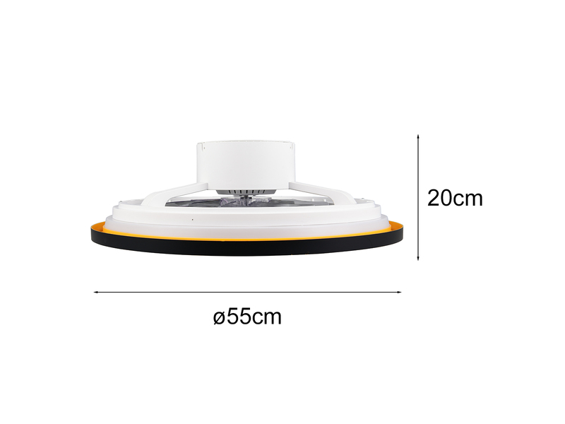 LED Deckenleuchte VARPULA mit Ventilator, Tageslicht und Fernbedienung Ø 55cm