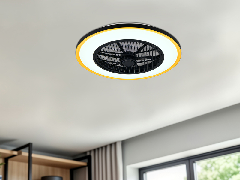 LED Deckenleuchte VARPULA mit Ventilator, Tageslicht und Fernbedienung Ø 55cm