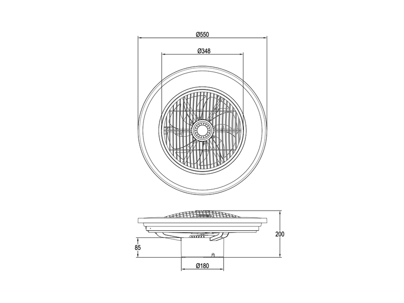 LED Deckenleuchte VARPULA mit Ventilator, Tageslicht und Fernbedienung Ø 55cm
