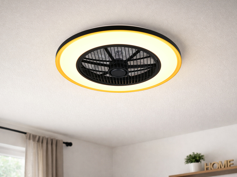 LED Deckenleuchte VARPULA mit Ventilator, Tageslicht und Fernbedienung Ø 55cm