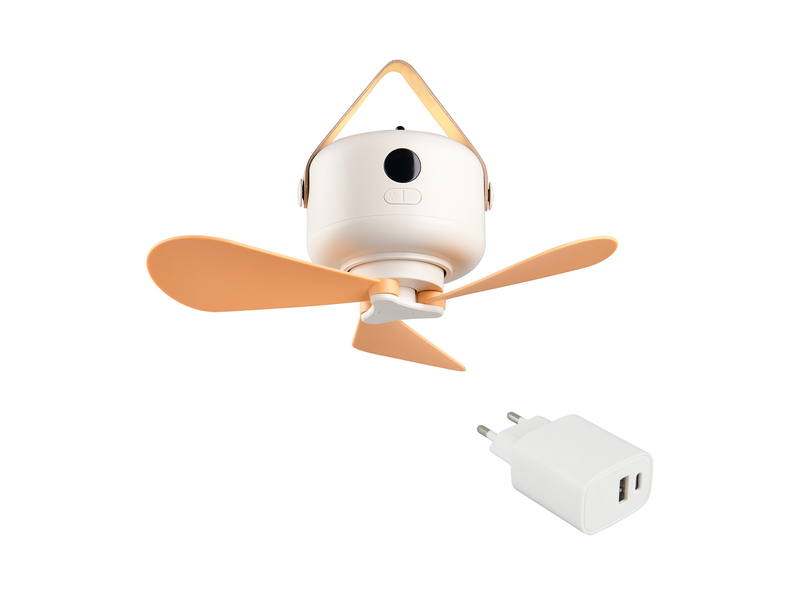 Kleiner Akku Deckenventilator mit Licht und Fernbedienung, USB aufladbar Ø 27cm