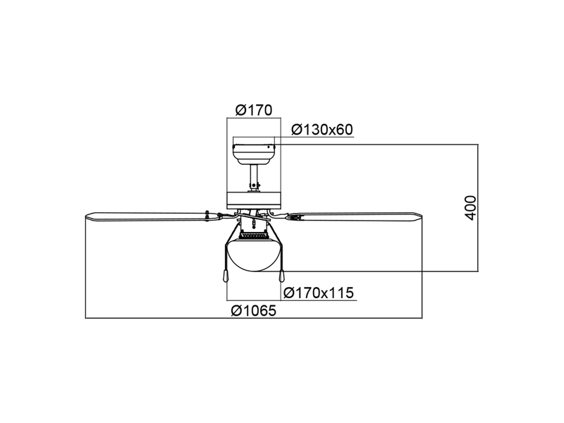 LED Deckenventilator mit Licht & Zugschalter, Weiß Holzoptik Ø 106,5cm