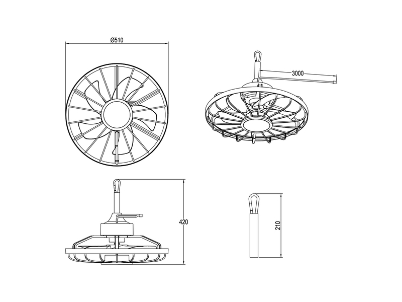Deckenventilator OSLO mit Licht, Fernbedienung & Stecker Outdoor geeignet Ø 51cm