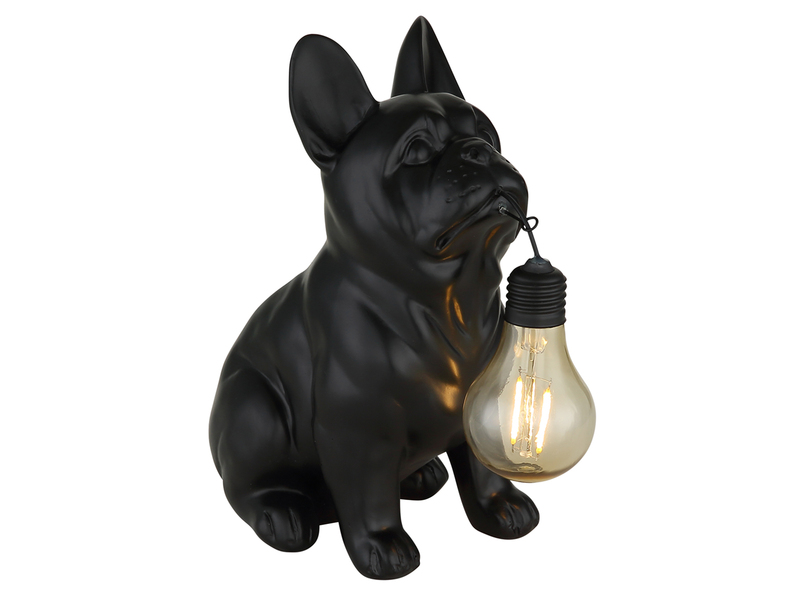 LED Deko Solarleuchte Hundelampe Bulldogge in Schwarz, H: 24,5cm