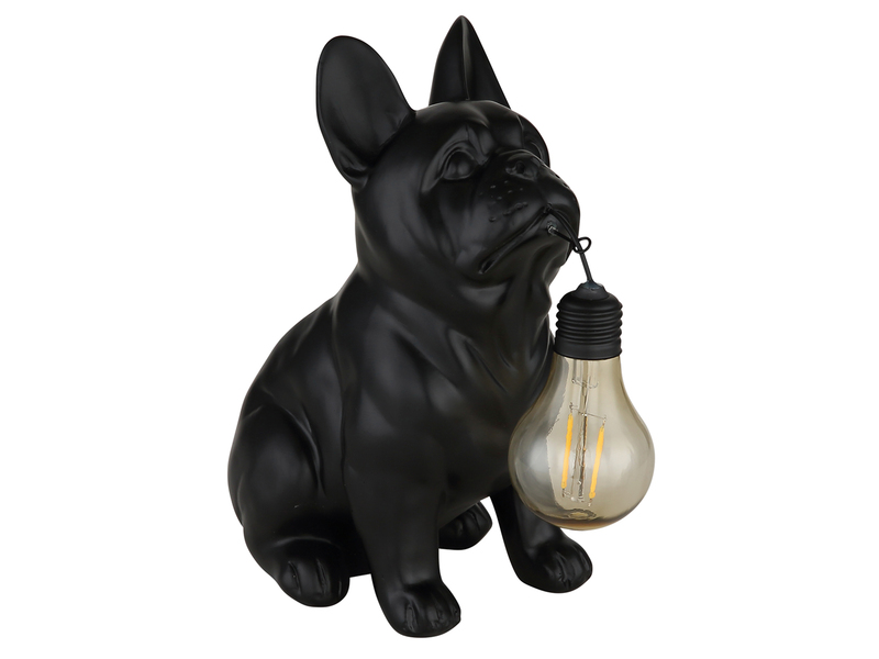 LED Deko Solarleuchte Hundelampe Bulldogge in Schwarz, H: 24,5cm