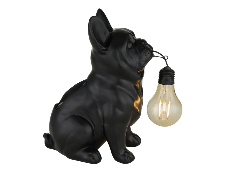 LED Deko Solarleuchte Hundelampe Bulldogge in Schwarz, H: 24,5cm