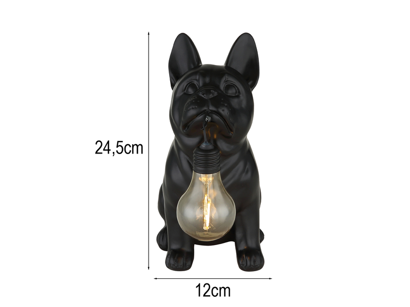LED Deko Solarleuchte Hundelampe Bulldogge in Schwarz, H: 24,5cm