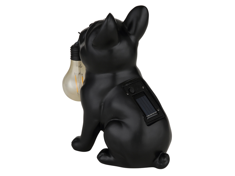 2er Set LED Deko Solarleuchten Hundelampe Bulldogge in Schwarz, Höhe 24,5cm
