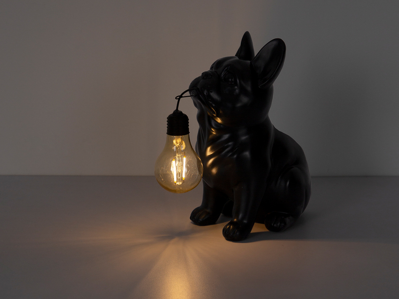 2er Set LED Deko Solarleuchten Hundelampe Bulldogge in Schwarz, Höhe 24,5cm