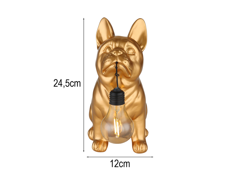 2er Set LED Deko Solarleuchten Hundelampe Bulldogge in Gold, Höhe 24,5cm