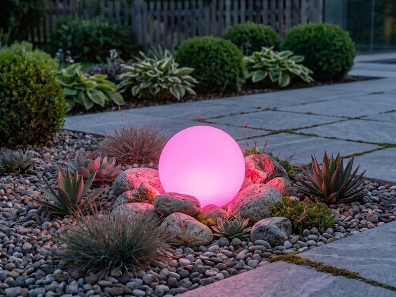 LED Garten Kugelleuchte mit Erdspieß, RGBW Leuchtmittel & Fernbedienung - Ø 38cm