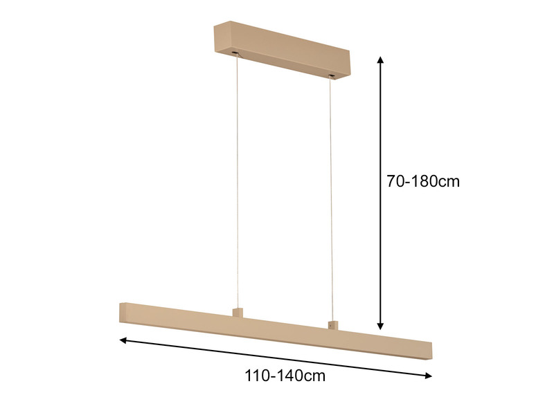 LED Pendelleuchte VAYANA Beige ausziehbar höhenverstellbar, max. Breite 140cm