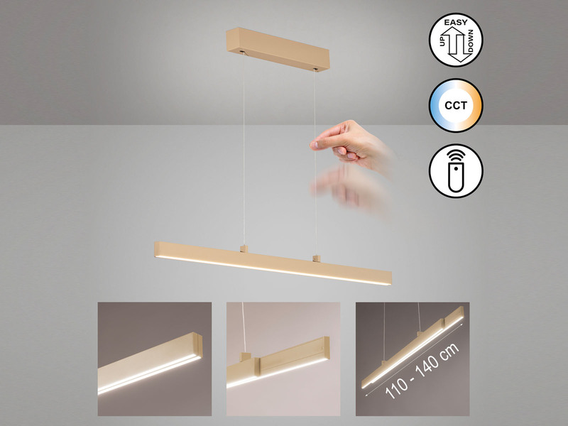 LED Pendelleuchte VAYANA Beige ausziehbar höhenverstellbar, max. Breite 140cm