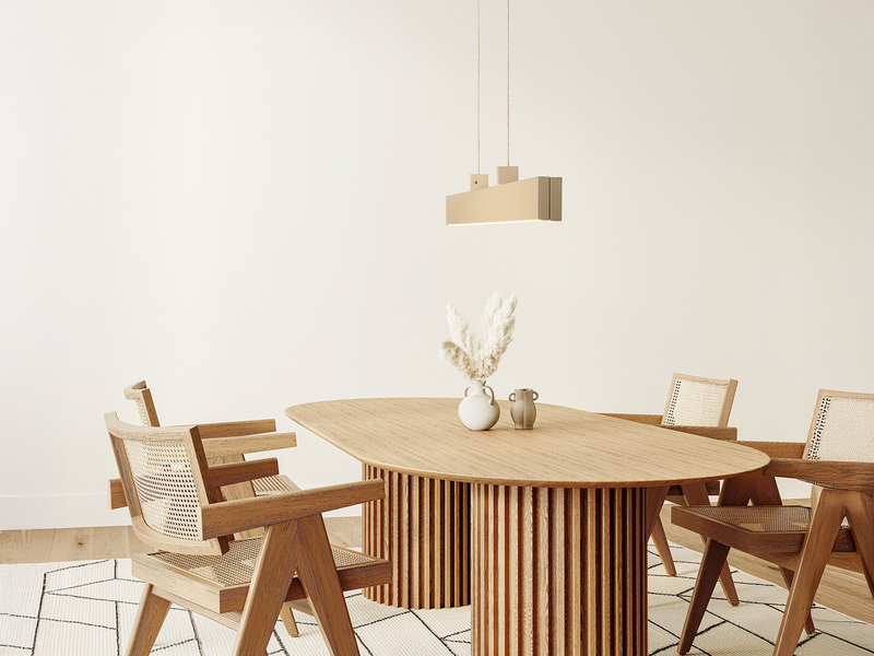 LED Pendelleuchte VAYANA Beige ausziehbar höhenverstellbar, max. Breite 140cm