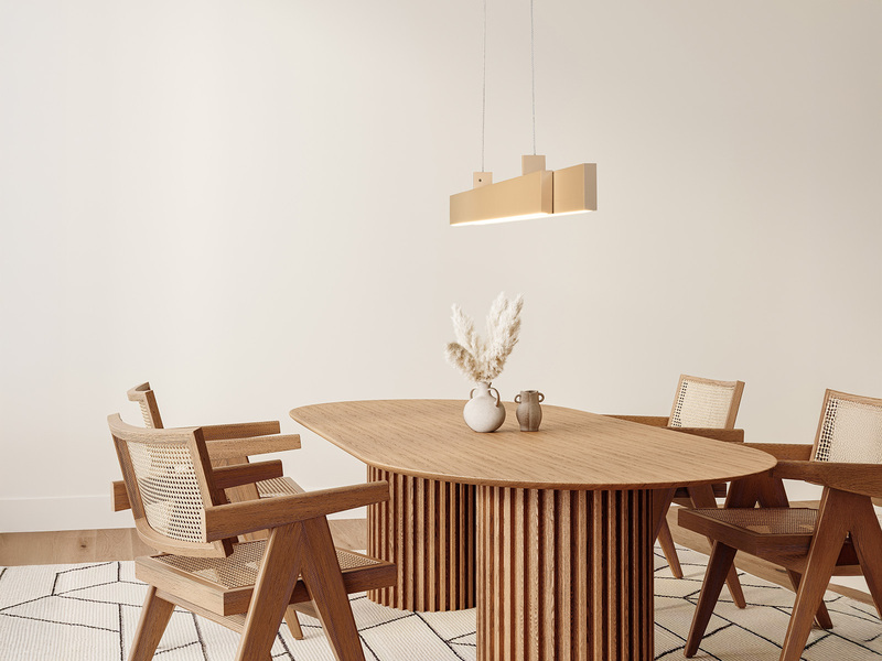 LED Pendelleuchte VAYANA Beige ausziehbar höhenverstellbar, max. Breite 140cm