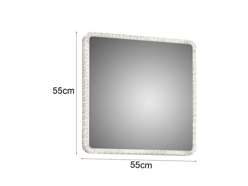 LED Wandleuchte MIRROR Badspiegel mit Beleuchtung Glasschirm Großes Quadrat 55cm