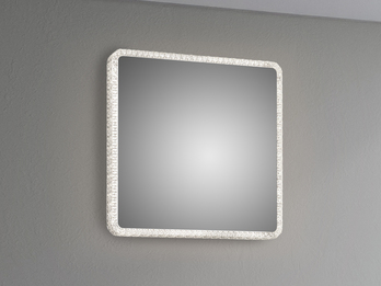 LED Wandleuchte MIRROR Badspiegel mit Beleuchtung Glasschirm Großes Quadrat 55cm
