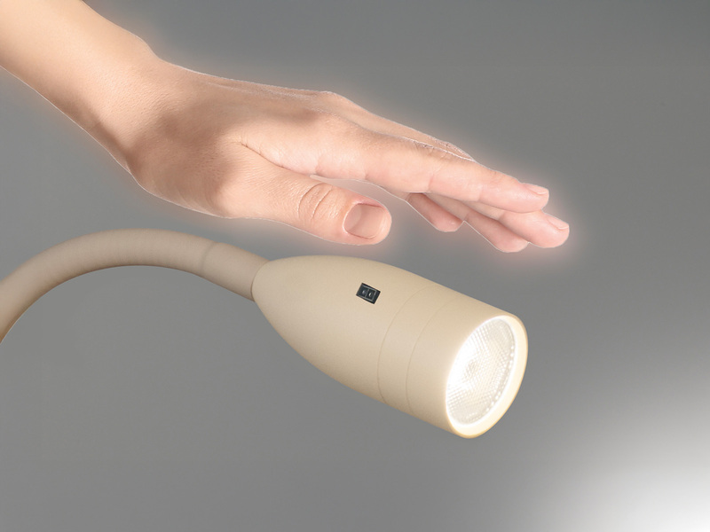 2er SET LED Bettlampen Beige mit Kabel und Stecker, Gestensteuerung, Breite 4cm