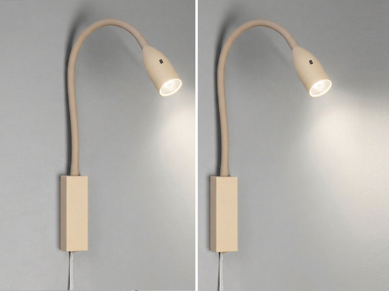2er SET LED Bettlampen Beige mit Kabel und Stecker, Gestensteuerung, Breite 4cm