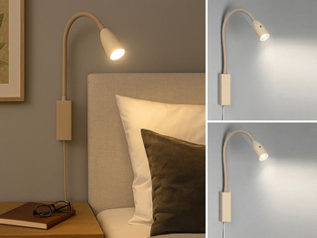 2er SET LED Bettlampen Beige mit Kabel und Stecker, Gestensteuerung, Breite 4cm